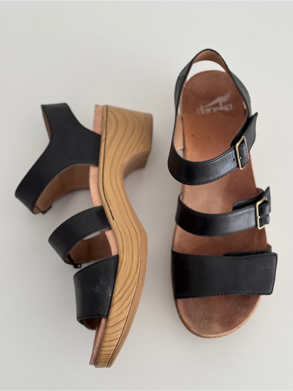 Dansko Malena Black Leather Triple-Strap Velcro Sandals shoes EU SIZE 39 US 8 - Picture 6 of 8